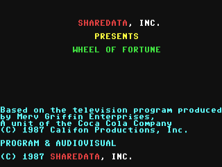 Wheel of Fortune title screen for Commodore 64